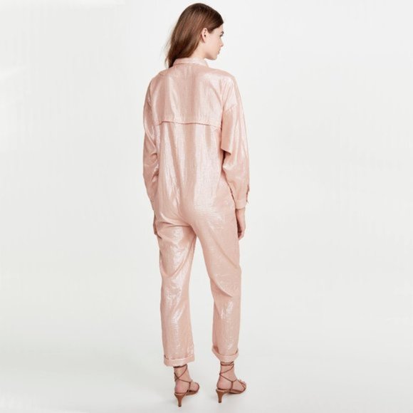 NWT Kondi pink & metallic thread utility jumpsuit, XS - Picture 4 of 8